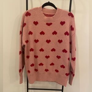 Pink Heart Pattern Sweater
